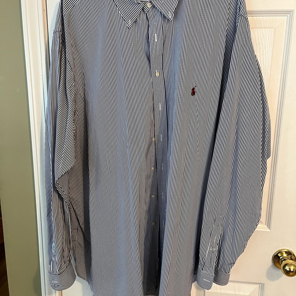 Ralph Lauren Navy Striped Button Down Shirt